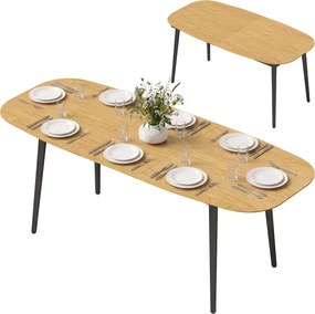Mesa de Jantar Extensível, 160-200 x 80 x 76 cm, Para 6 a 8 Pessoas (CADEIRAS NÃO INCLUIDAS), Castanho