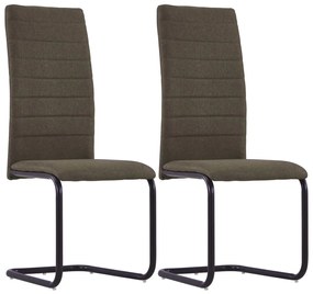 vidaXL Cadeiras de jantar cantilever 2 pcs tecido castanho