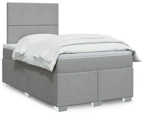 Cama boxspring com colchão 120x190 cm tecido cinzento-claro