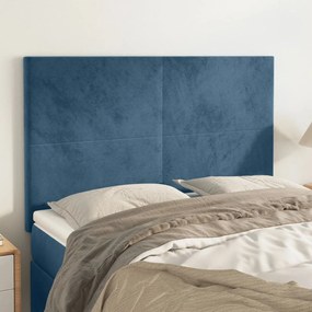Cabeceira de cama 4 pcs veludo 72x5x78/88 cm azul-escuro