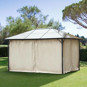4 Paredes Laterais para Tenda 352x205 cm Laterais para Tenda Universal com Ganchos e Argola em C para Jardim Terraço Bege
