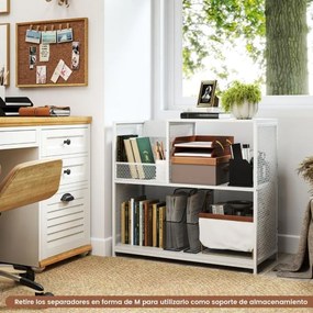 Suporte para gira-discos 83 x 36 x 76,5 cm de 3 níveis e para discos de vinil com capacidade para 300 álbuns com 3 divisórias Branco