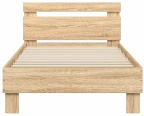 Cama sem colchão com cabeceira 75x190 cm carvalho sonoma