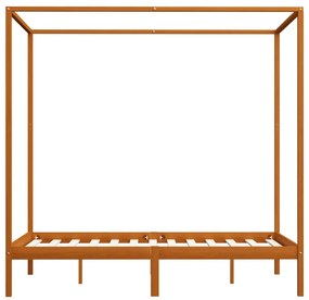 Estrutura de cama com toldo 120x200cm pinho maciço castanho mel