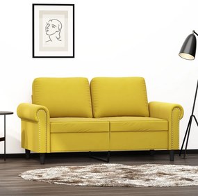 Sofá de 2 lugares veludo 120 cm amarelo