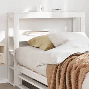 vidaXL Cabeceira com prateleiras 75 cm madeira de pinho maciça branco