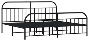 Estrutura de cama com cabeceira e pés 193x203 cm metal preto