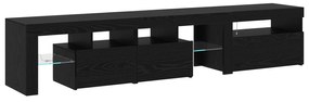 Gabinetes de TV vidaXL 2 peças com luzes LED de carvalho preto em made