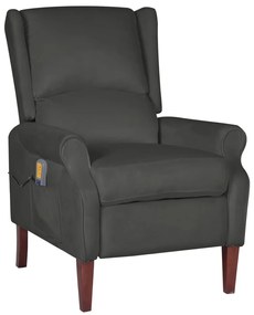 vidaXL Poltrona de massagens reclinável veludo cinzento-escuro