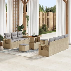 Conjunto de Sofá de Jardim de 10 peças vidaXL com Almofadas Rattan Sin