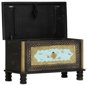 Arca de arrumação 80x40x45 cm madeira de mangueira maciça preto