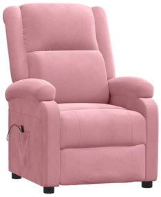 Poltrona de massagens reclinável veludo rosa