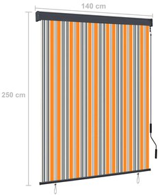 Estore de rolo para exterior 140x250 cm amarelo e azul