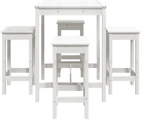 5 pcs conjunto de bar para jardim pinho maciço branco