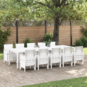 Conjunto de Jantar de Jardim vidaXL de 11 Peças com Almofadas Branco Rattan Plástico