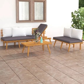 vidaXL 3 pcs conjunto lounge de jardim com almofadões acácia maciça