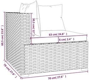 5 pcs conjunto lounge de jardim c/ almofadões vime PE preto