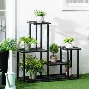 Suporte para plantas de 4 níveis para interior e exterior; prateleira metálica para plantas, ideal para jardim, terraço e varanda, na cor preta