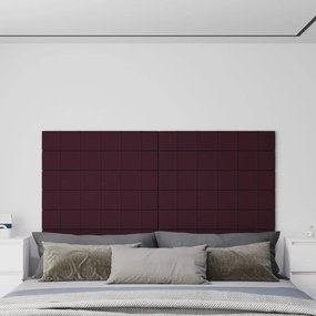 vidaXL Painel de parede 12 pcs 90x15 cm tecido 1,62 m² roxo