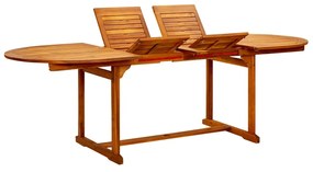 vidaXL Mesa de jantar p/ jardim (160-240)x100x75 cm acácia maciça