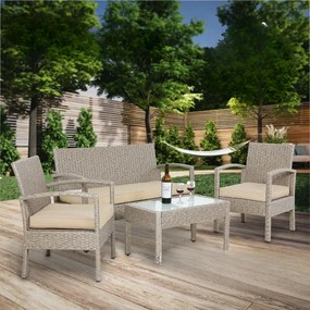 Conjunto de jardim em Polyrattan 4 peças creme