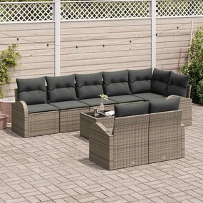 Conjunto de Sofás para Jardim com 8 Peças com Almofadas de Vime Polio