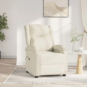 Poltrona de massagens reclinável veludo cor creme
