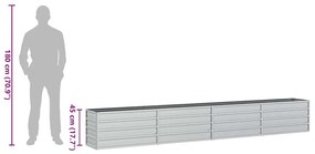 Canteiro elevado de jardim 320x40x45cm aço galvanizado prateado