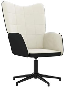 Cadeira de descanso com banco PVC e veludo branco nata