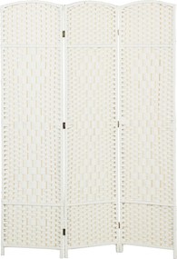 Biombo interior de madeira com 3 painéis 135 x 180 cm, divisória dobrável para sala ou quarto, branco