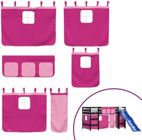 Cama alta p/ criança c/ cortinas 80x200 cm pinho maciço rosa