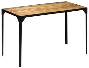 Mesa jantar madeira de mangueira maciça áspera + aço 120 cm