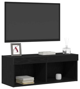 Armário de TV vidaXL com luzes LED Carvalho Preto 80x30x30 cm