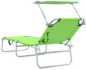Espreguiçadeiras Dobráveis 2 pcs com Teto Verde Tecido Oxford 600D