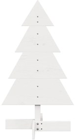 Árvore Natal decorativa 80 cm madeira de pinho maciça branco