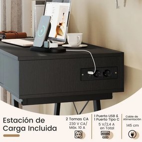 Toucador e secretaria 2 em 1 96,5 x 46,5 x 80,5 cm (BANCO NÃO INCLUIDO) com espelho rebatível, estação de carregamento e gaveta para quarto ou escritó