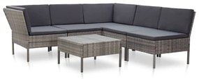 vidaXL 6 pcs conjunto lounge de jardim c/ almofadões vime PE cinzento