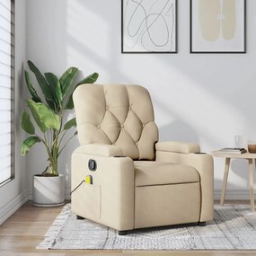 vidaXL Poltrona de massagens reclinável tecido cor creme