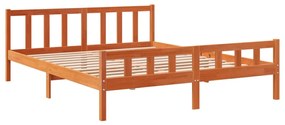 Cama sem colchão 160x200 cm madeira pinho maciço castanho-mel