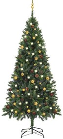vidaXL Árvore Natal artificial pré-iluminada c/ bolas 180 cm verde