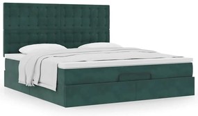 Estrutura de cama otomana com colchão verde escuro veludo