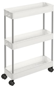 Carrinho de armazenamento estreito com rodas para espaços pequenos | SONGMICS | 40.1 x 13 x 60.6 cm | branco | KSC007W01.