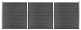 Conjunto de painel de vedação WPC 526x186 cm preto