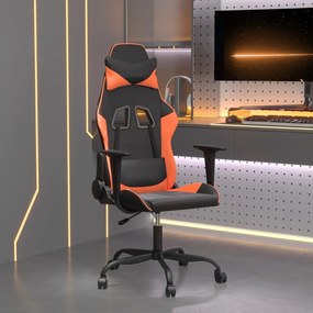 Cadeira gaming massagens couro artificial preto e laranja