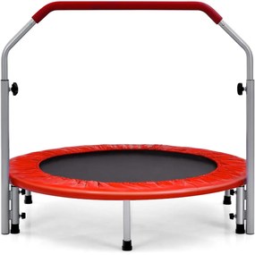 Trampolim de Fitness Interior φ101cm Mini Trampolim com Pega Ajustável em Altura Dobrável para Crianças Carga 150 kg Vermelho