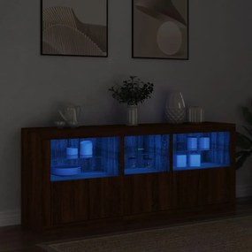 vidaXL Aparador com luzes LED 162x37x67 cm carvalho castanho