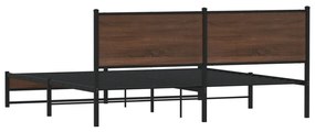 Estrutura cama sem colchão 183x213 cm metal carvalho castanho