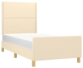 Estrutura de cama sem colchão 100x200 cm tecido cor creme