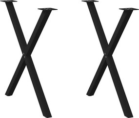 vidaXL Pés para mesa de jantar em formato de X, 2 peças, preto, 70x(72-73) cm, aço
