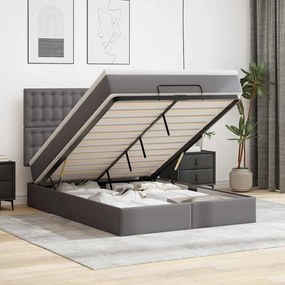 Estrutura de cama otomana com colchão 140x190 cm cinzenta